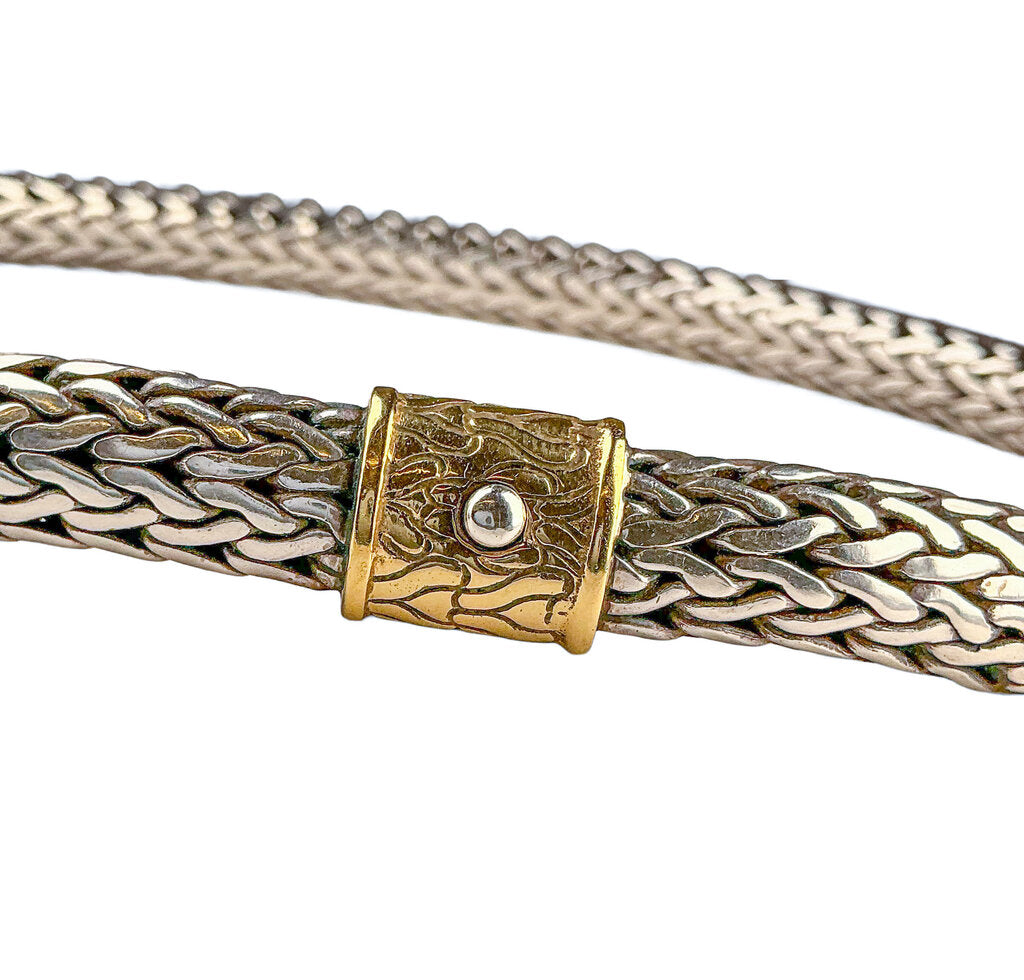 John Hardy 18kG & Sterling Silver Woven Choker 16"