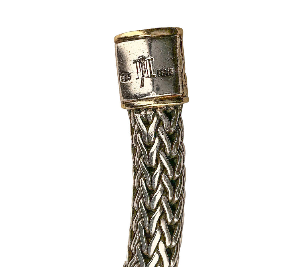 John Hardy 18kG & Sterling Silver Woven Bracelet 7.75"