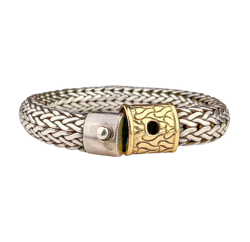 John Hardy 18kG & Sterling Silver Woven Bracelet 7.75"