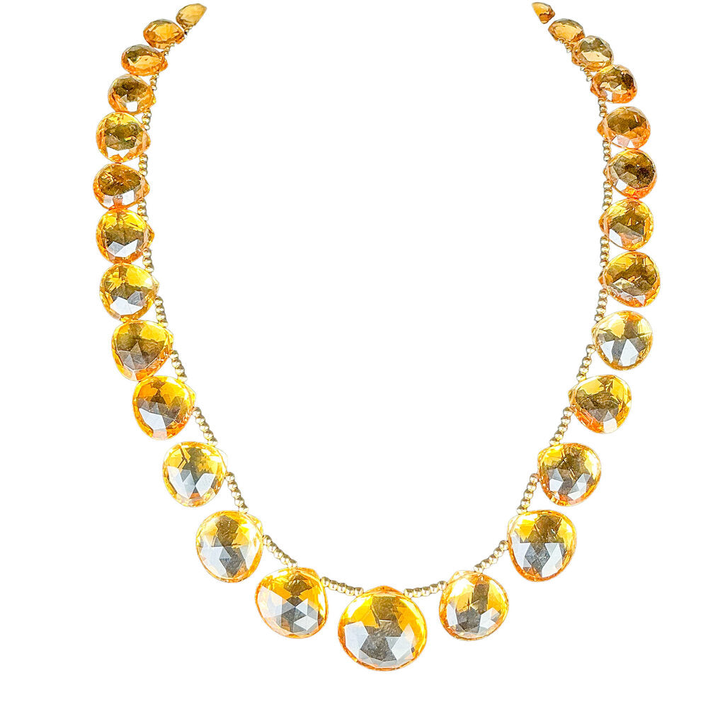 18K Gold Graduated Citrine Drop Necklace