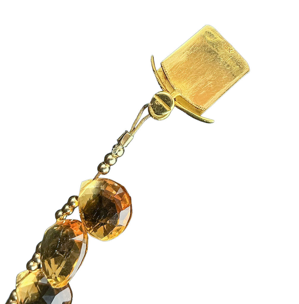 18K Gold Graduated Citrine Drop Necklace