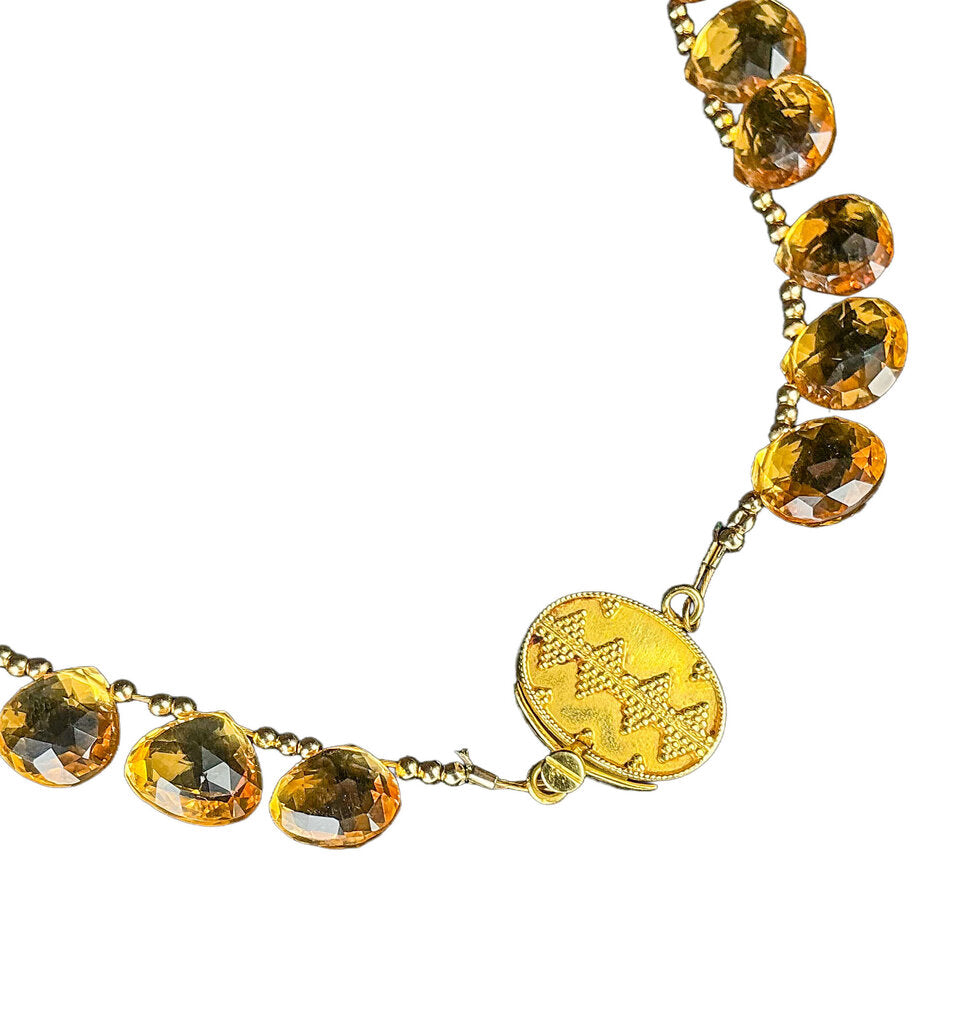 18K Gold Graduated Citrine Drop Necklace