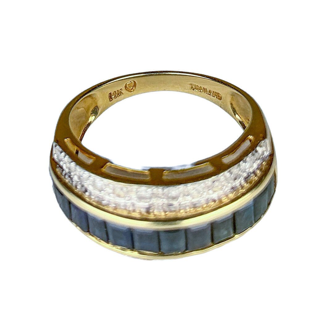 14K Gold Diamond & Sapphire Ring