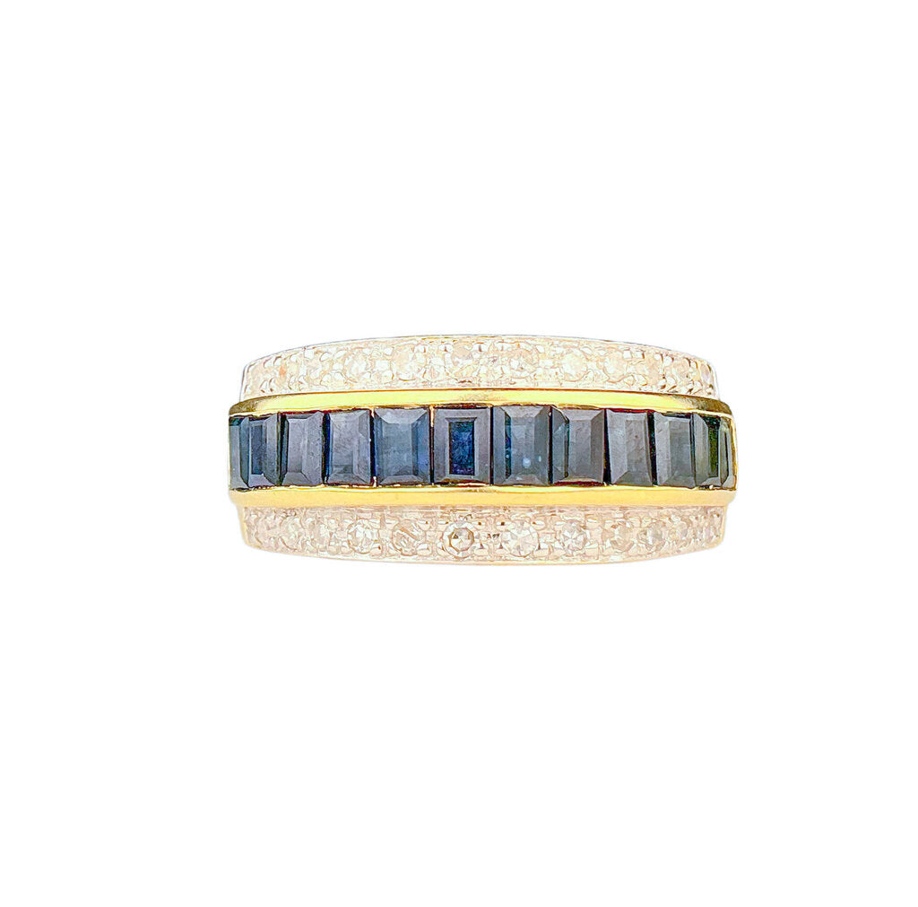 14K Gold Diamond & Sapphire Ring