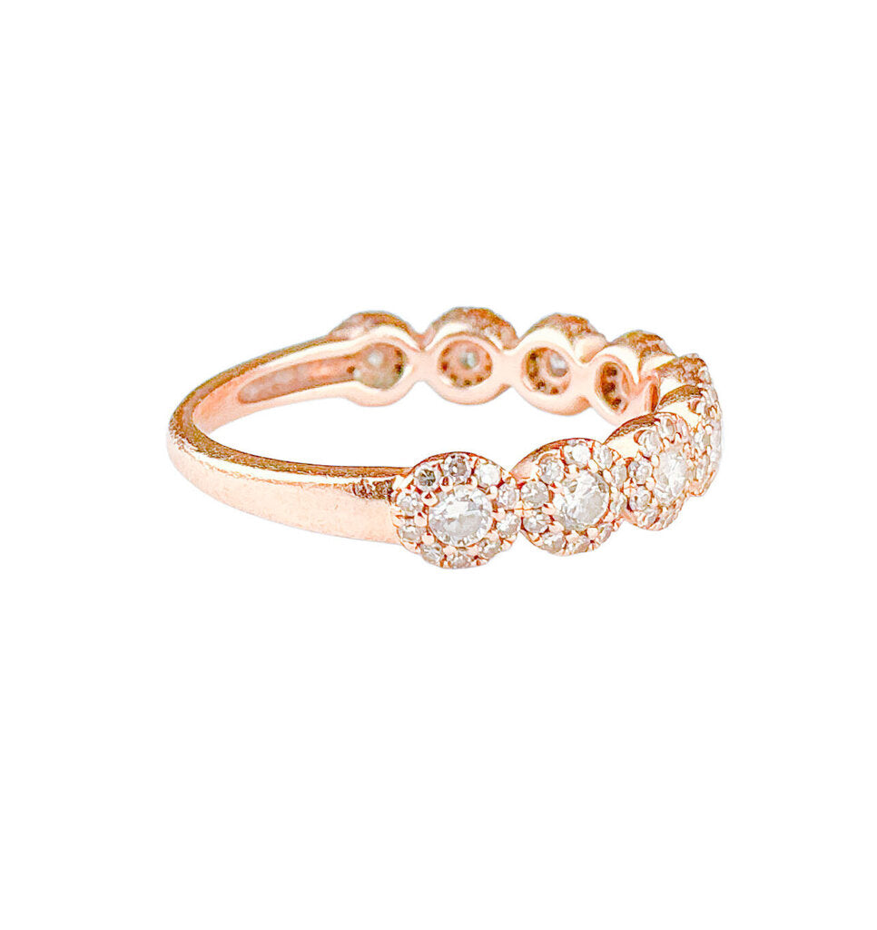 14K RG Ring set w Natrural Diamond Halo Band