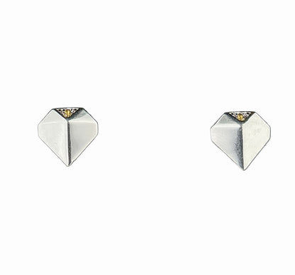 Sterling Geometic Earrings w Semi Precious Yellow Stone