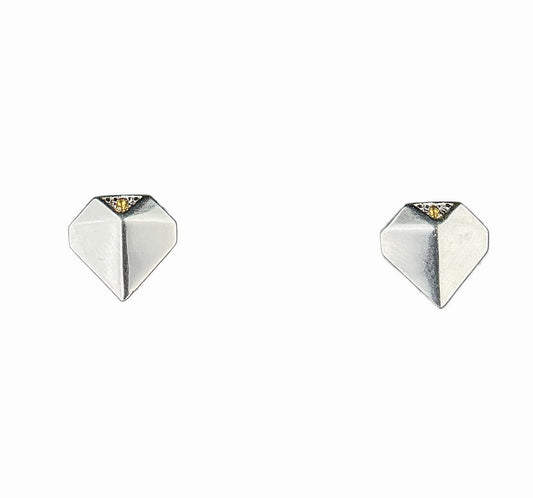 Sterling Geometic Earrings w Semi Precious Yellow Stone