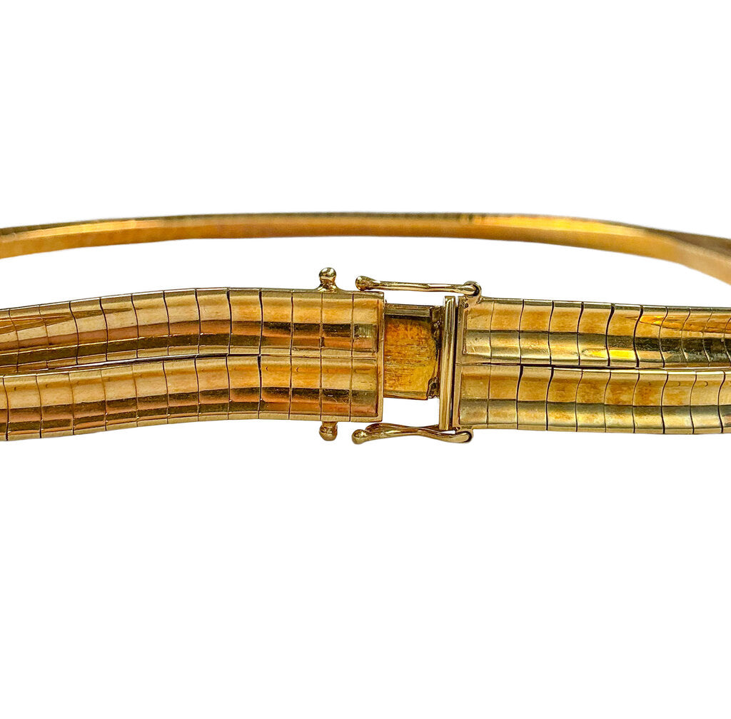 18K YG Flat Omega-Style Collar. 750. Infinity Stamp. 92G.