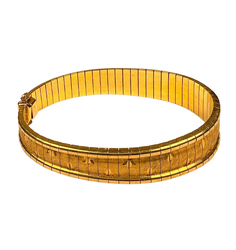 18 YG Flat-Band Bracelet. 750. Box Clasp. 50g