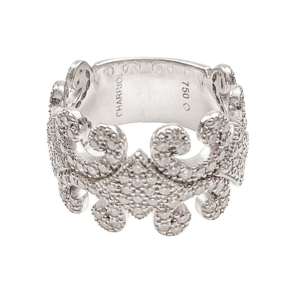 Charriol 18k White Gold & Diamond 'Cignature' Band