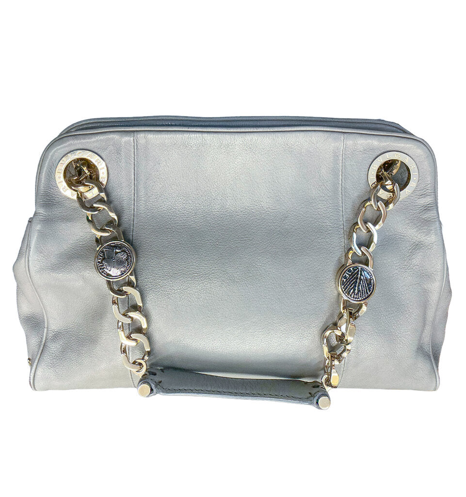 Bulgari Grey Bag w/ Signature Strap Orig $2175