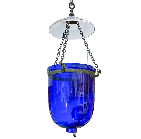 19c. English Regency Cobalt Bell Jar Lantern