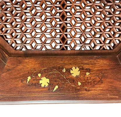 Octagonal Table from India w/Brass Inlay