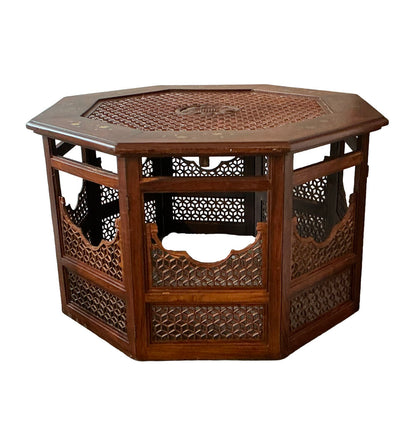 Octagonal Table from India w/Brass Inlay