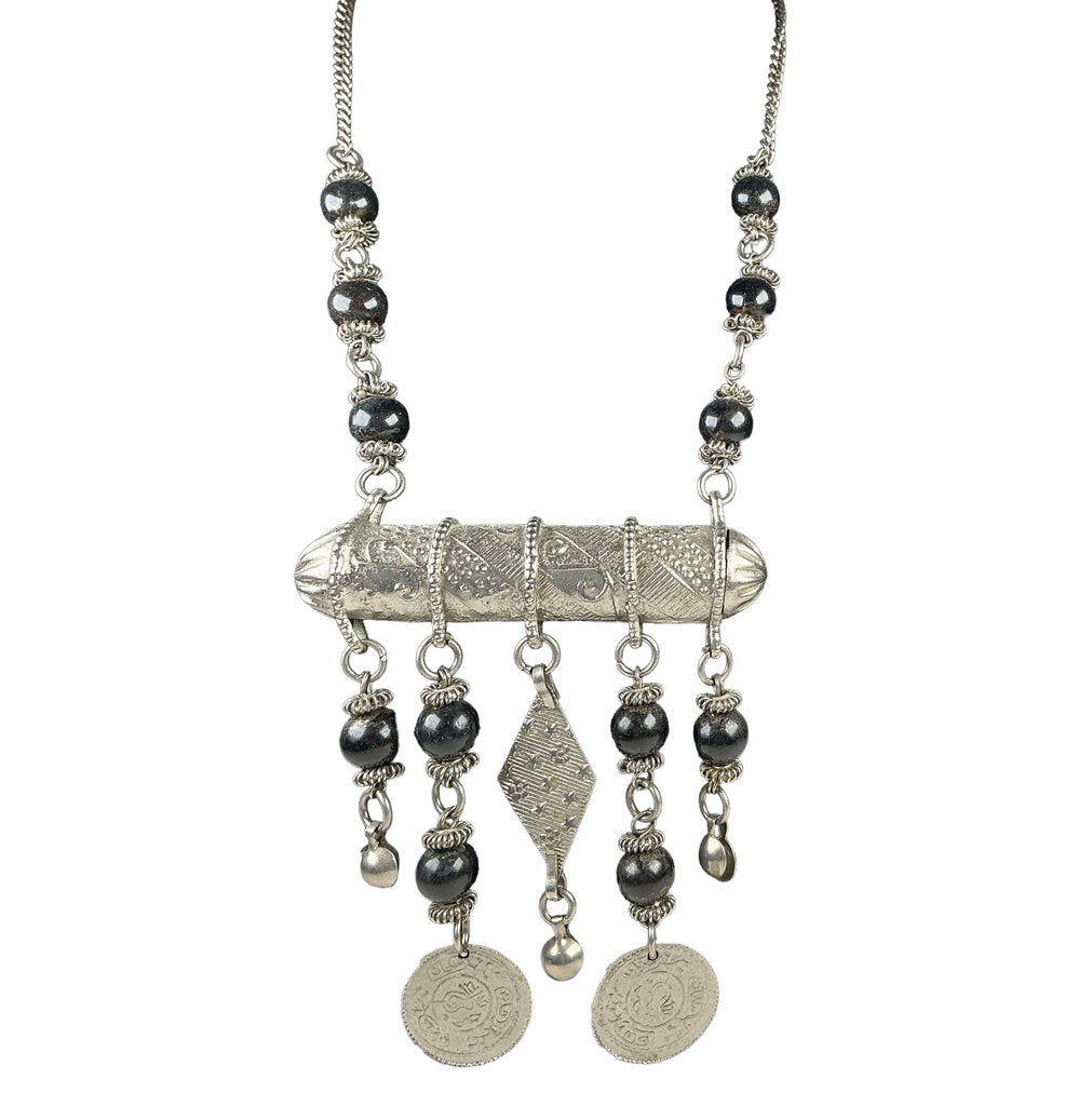 Algerian Necklace w/ Coins & Black Beads