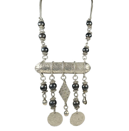 Algerian Necklace w/ Coins & Black Beads