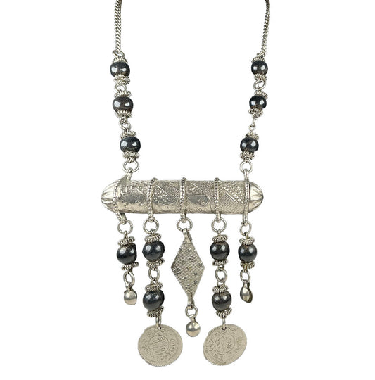 Algerian Necklace w/ Coins & Black Beads