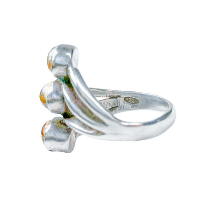 Silver & Semi Precious Yellow 3-Stone Ring