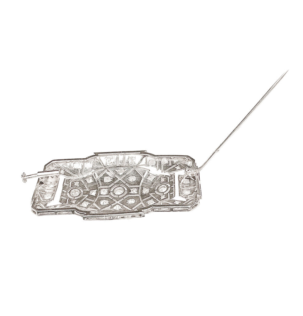 Vintage Platinum Art Deco Brooch set w Diamonds