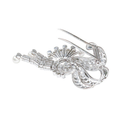 18K WG Brooch set with Diamonds & Pearls