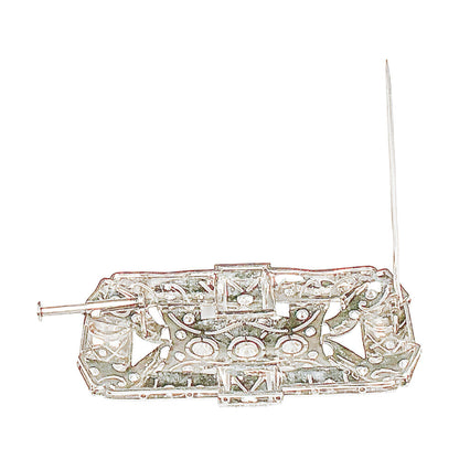 Vintage Platinum Art Deco Brooch set w Diamonds