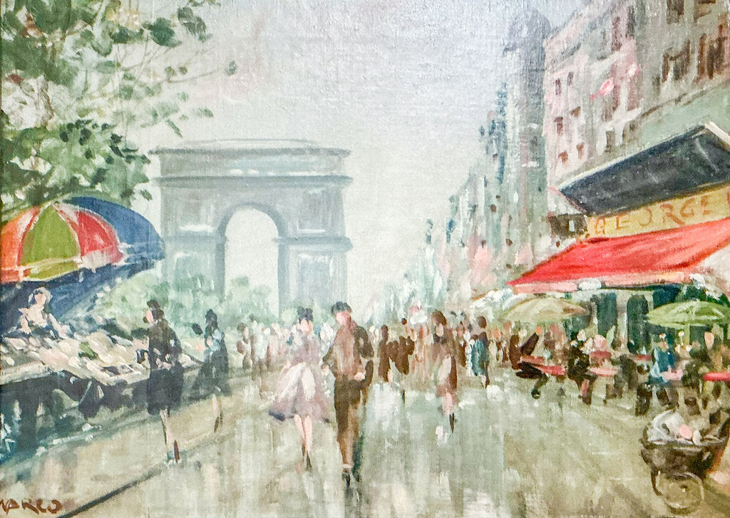 Marco. A Stroll in Paris. Oil on Canvas.