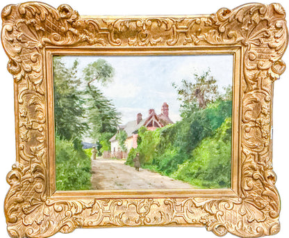 C. Morin. French Countryside Home. Oil on Board.