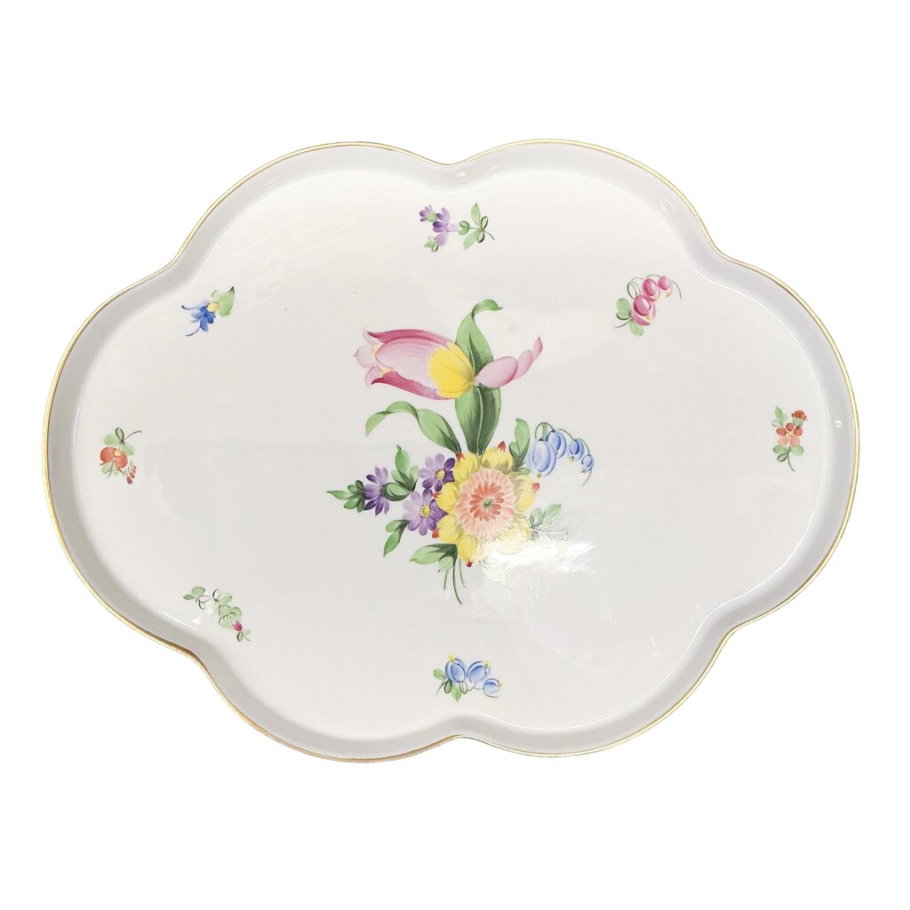 Herend Flowers Scallop Edged Cookie Tray