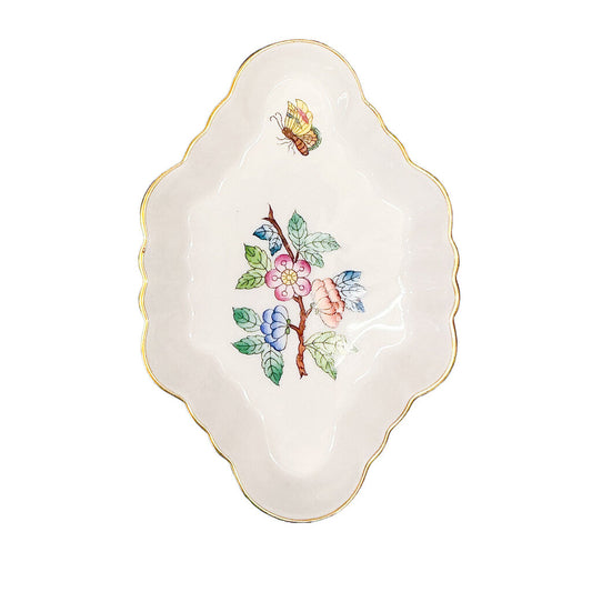 Herend Flowers Scallop Edged Diamond Trinket Tray