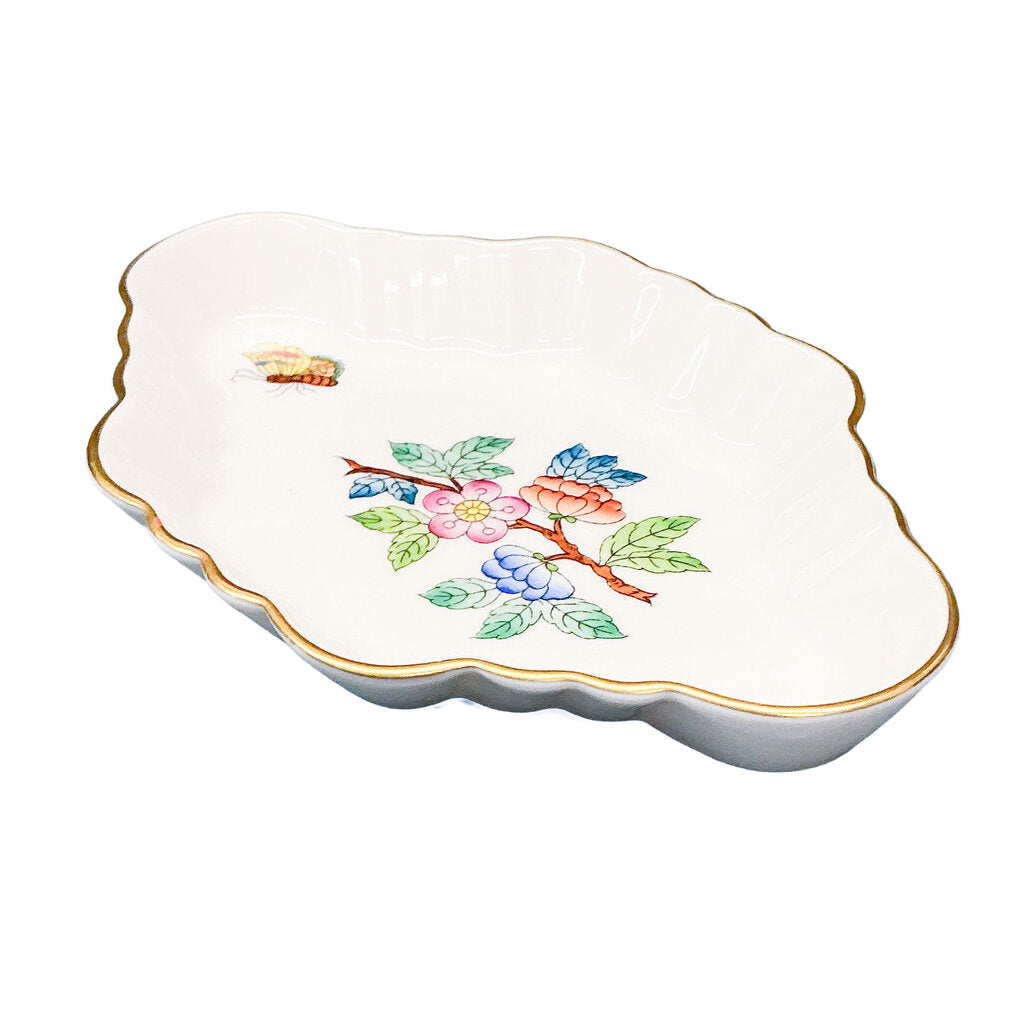 Herend Flowers Scallop Edged Diamond Trinket Tray
