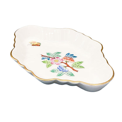 Herend Flowers Scallop Edged Diamond Trinket Tray