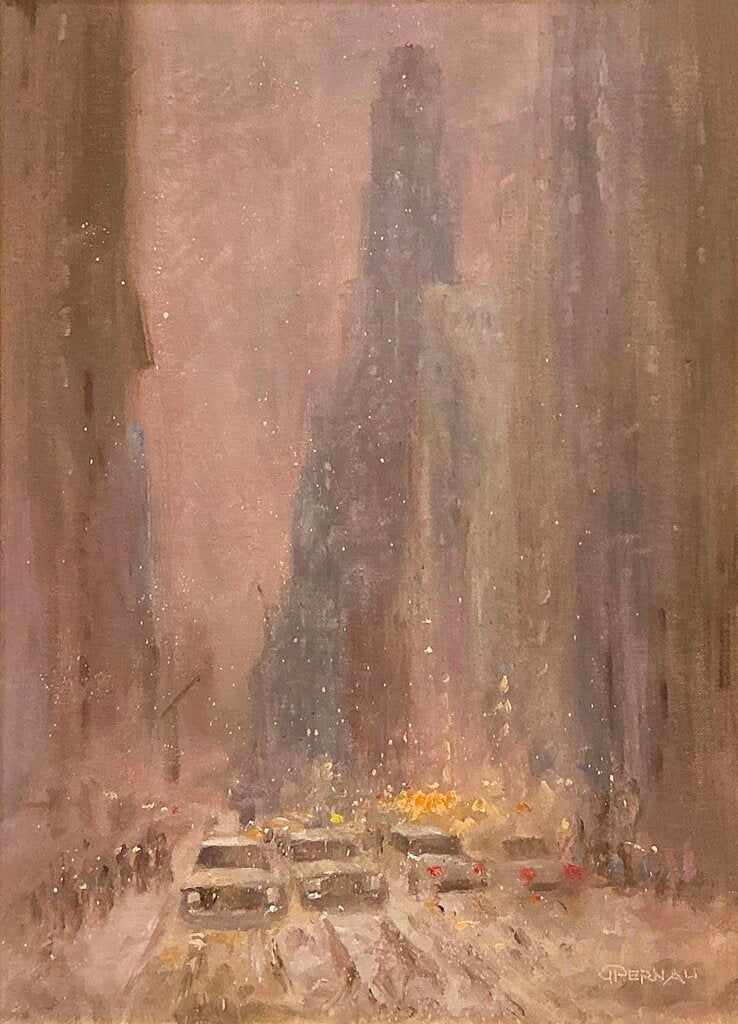 Robert Penau. Chicago Street. Oil on Board.