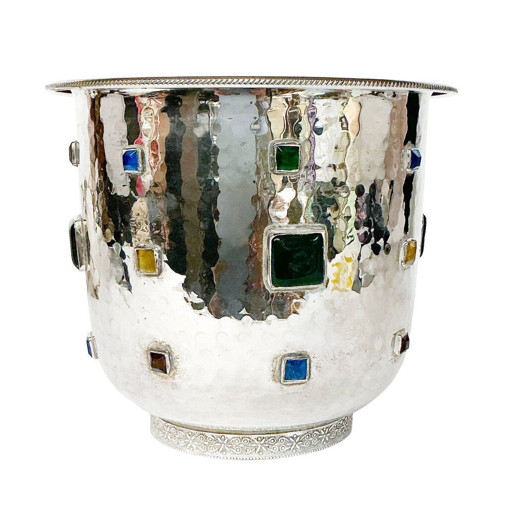 Fitz & Floyd Silver Plate & Jewel Cachepot/Wine Chiller