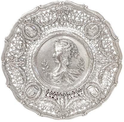 Sterling 19th Century Marie Antoinette Portrait Plate