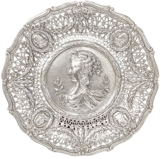 Sterling 19th Century Marie Antoinette Portrait Plate