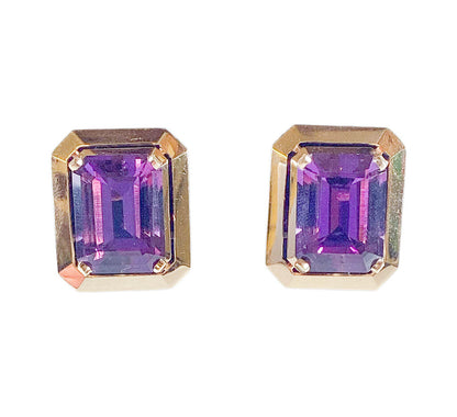 14K YG & Ameythyst French Clip Earring