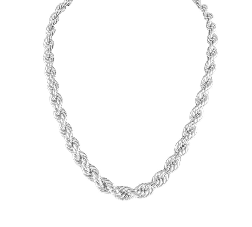 Sterling Graduated Twisted Rope Chain Necklace