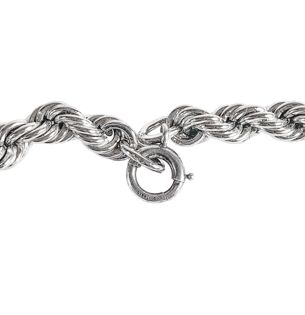 Sterling Graduated Twisted Rope Chain Necklace