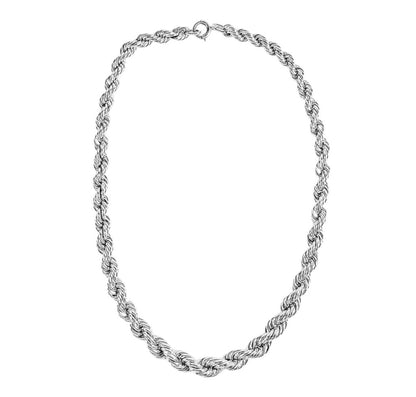 Sterling Graduated Twisted Rope Chain Necklace