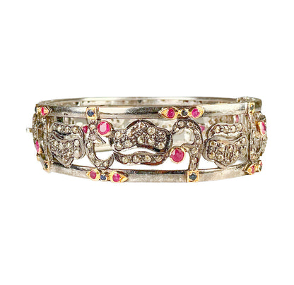 Sterling Bangle set w/ Rubies, Sapphires, & Diamonds
