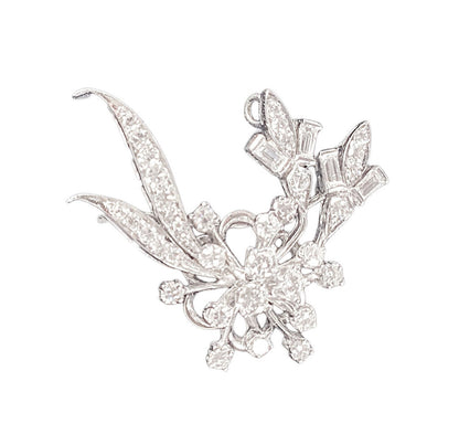 14K WG & Diamond Floral Spray Brooch