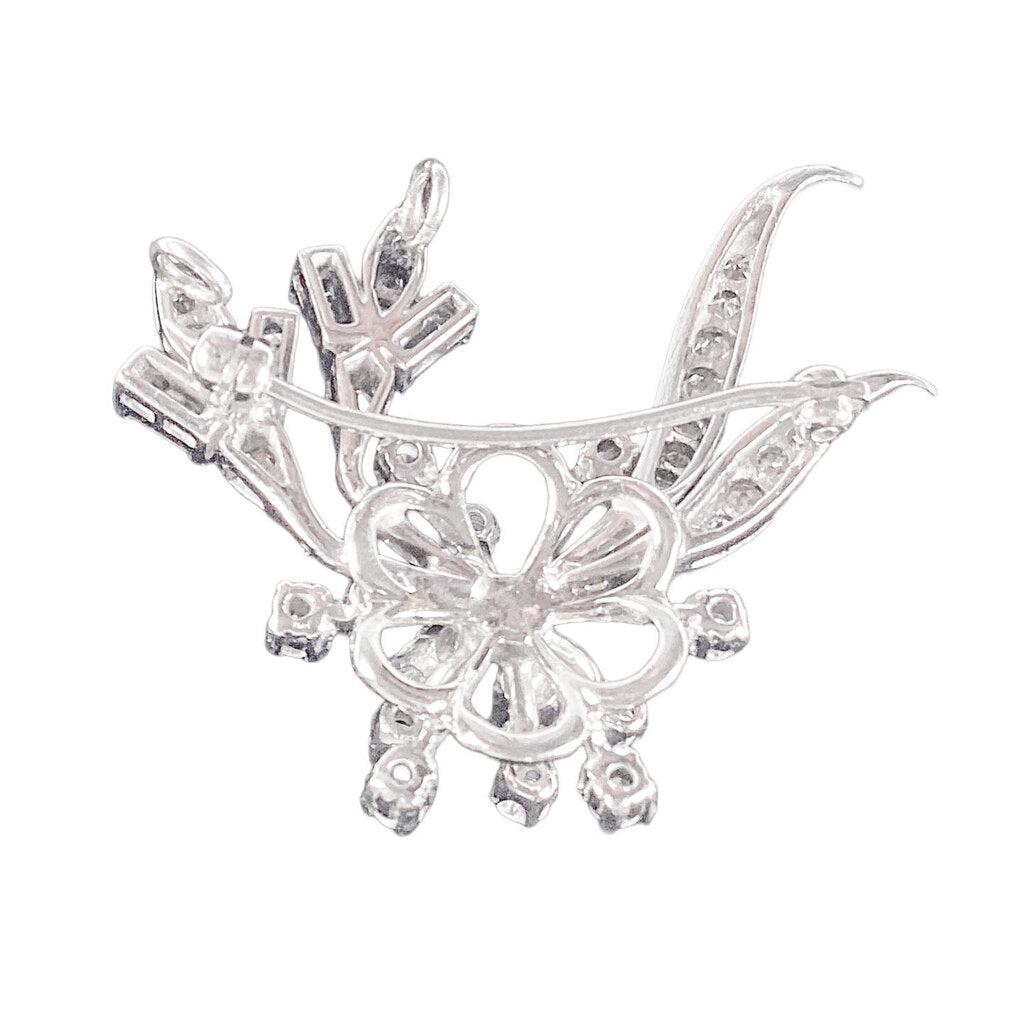 14K WG & Diamond Floral Spray Brooch