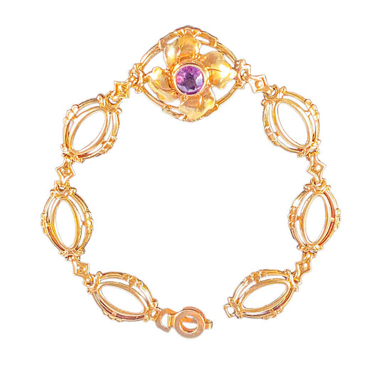 14K YG Bracelet set w Singular Amethyst