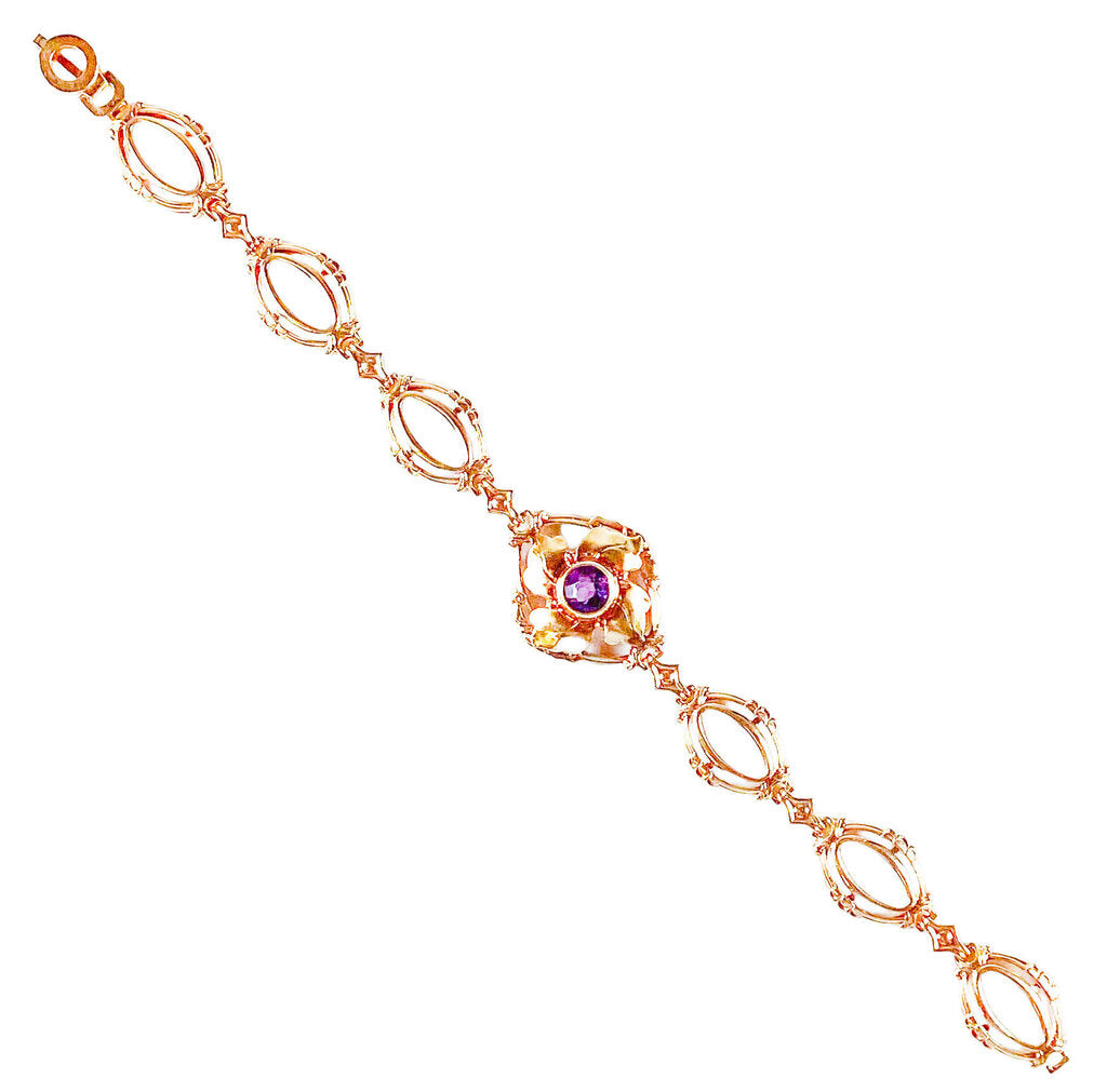 14K YG Bracelet set w Singular Amethyst