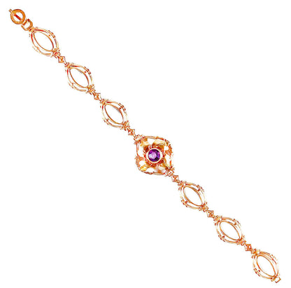 14K YG Bracelet set w Singular Amethyst