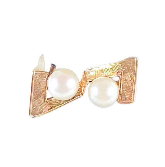 14K YG & Cultured Pearl Geometric Ring