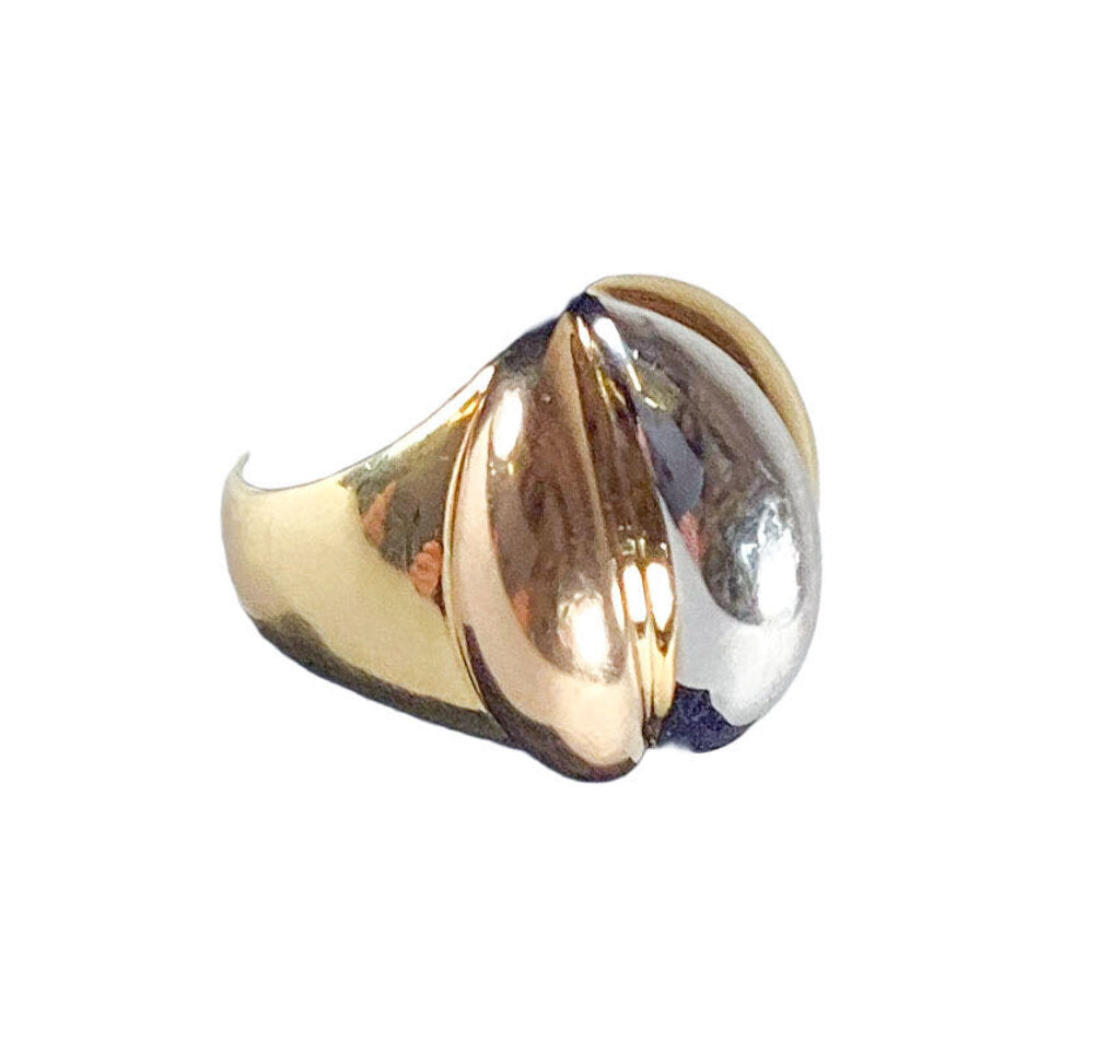 18K Y&WG Triple Bubble Ring