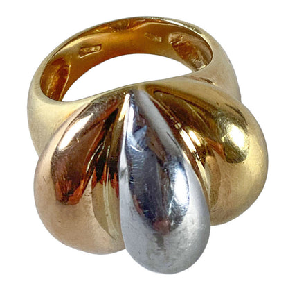 18K Y&WG Triple Bubble Ring