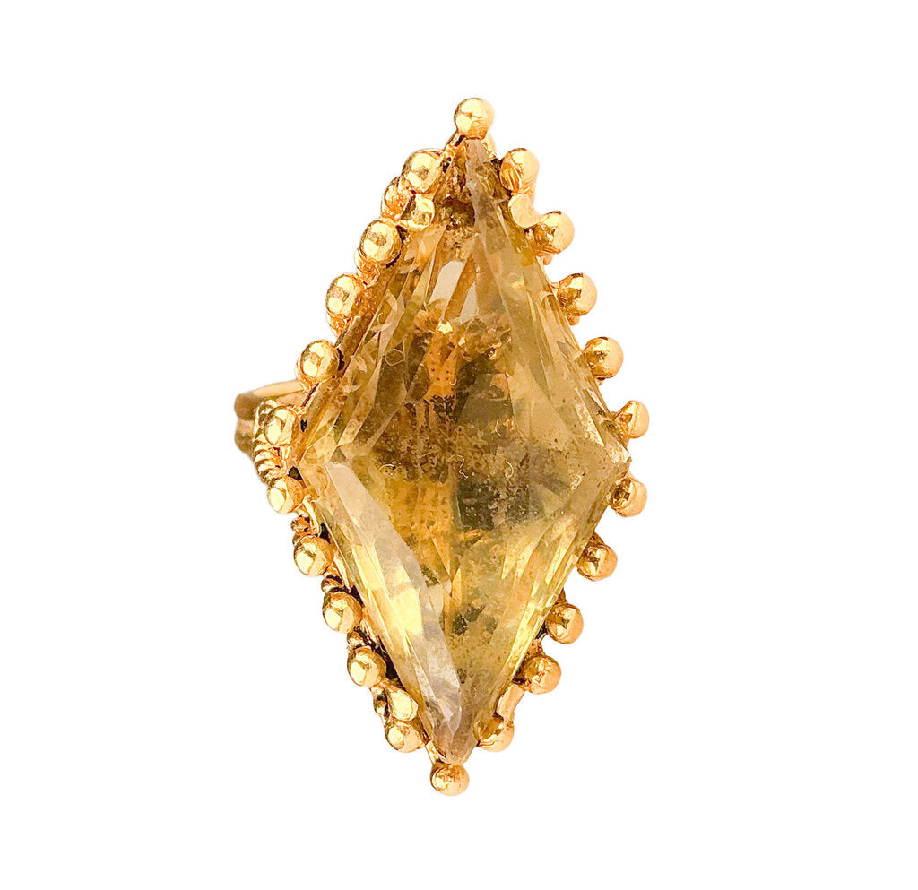 14K YG & Trapezoid-Cut Smoky Quartz Ring