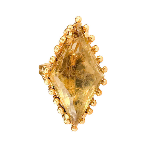 14K YG & Trapezoid-Cut Smoky Quartz Ring